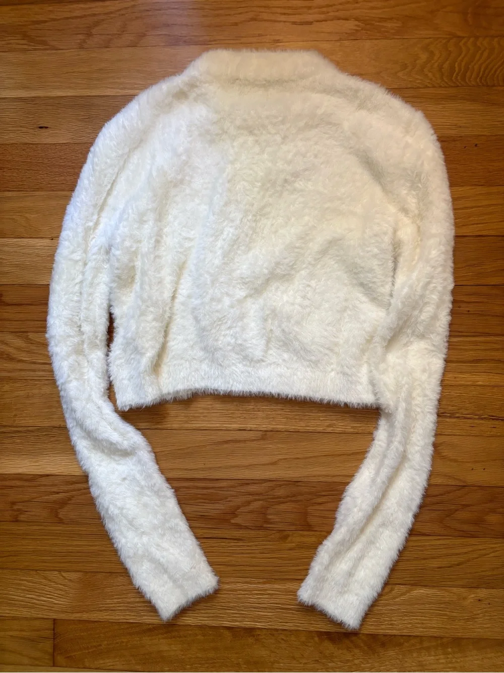 Katie J NYC Fuzzy Cream Cropped Turtleneck Sweater